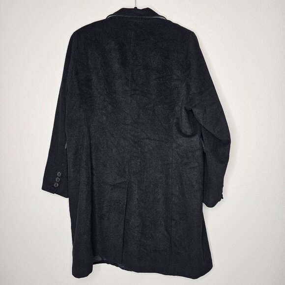 Halogen Size 16W Black Long Wool Blend Single Breasted Button Up Coat 38 Inch - Picture 8 of 11